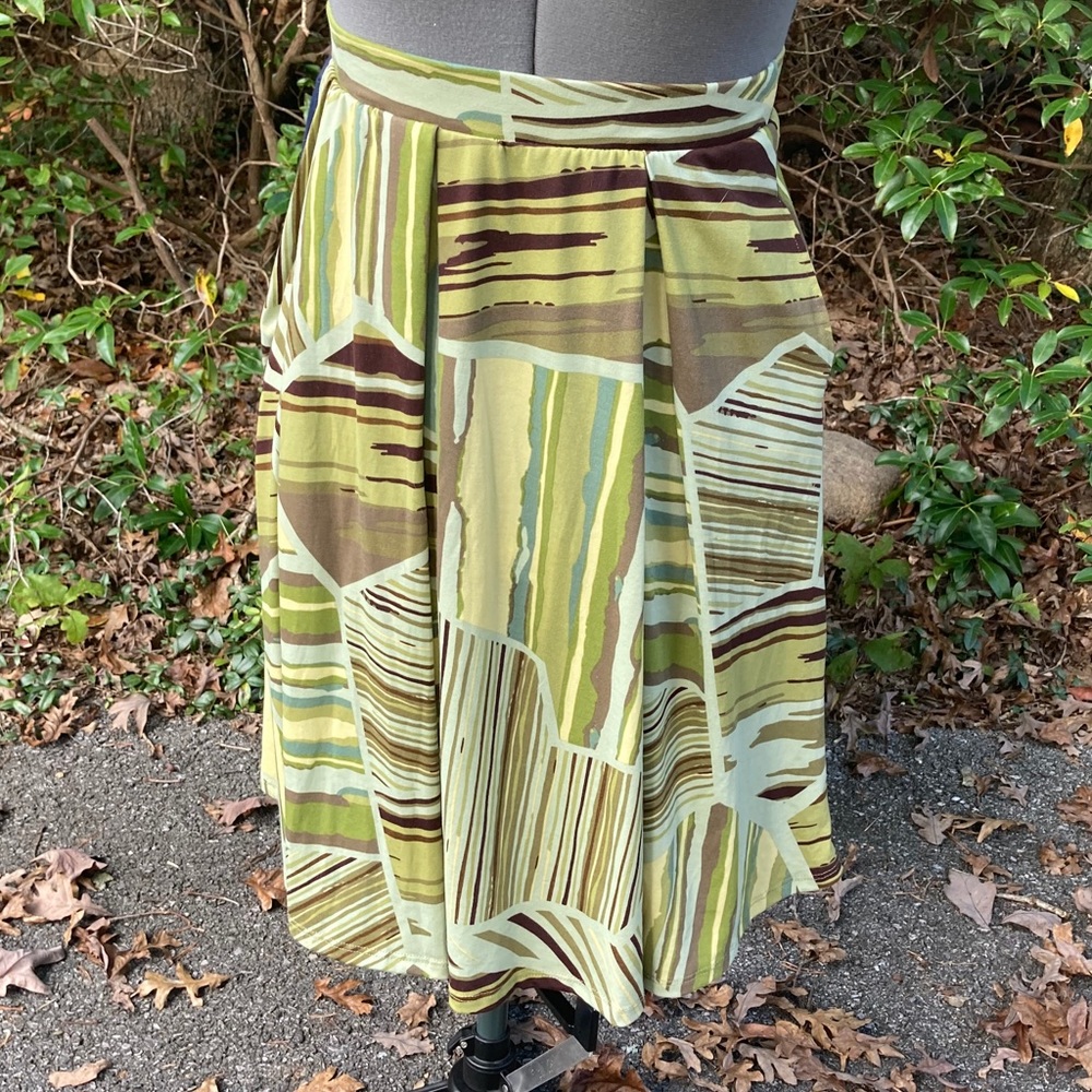 LuLaRoe Madison Skirt Green Brown Size XXL 3X 3XL
